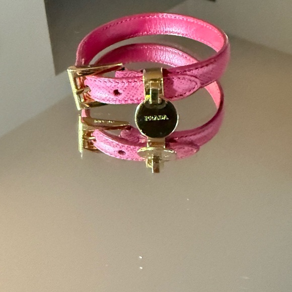 Prada Pink Leather Watch Bracelet with Gold Accents - Picture 1 of 12